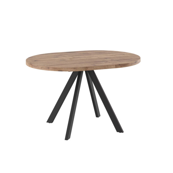 Стол RONDO-90, круглый раздвижной 90(125), ДУБ ВЕЛЛИНГТОН/ЧЕРНЫЙ)